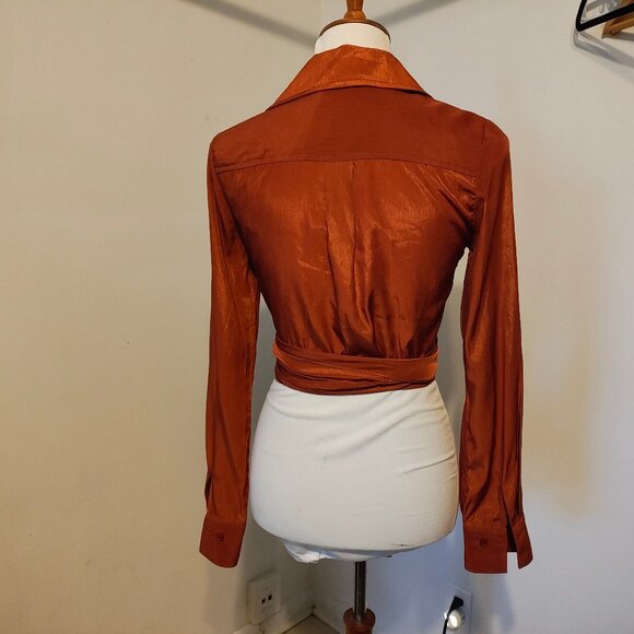 Beige Botany Rust Wrap Around Top S - Picture 8 of 13